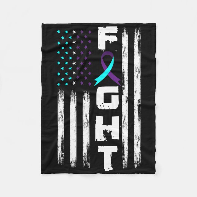 Patriotic American Us Flag Suicide Prevention Awar Fleece Blanket (Front)