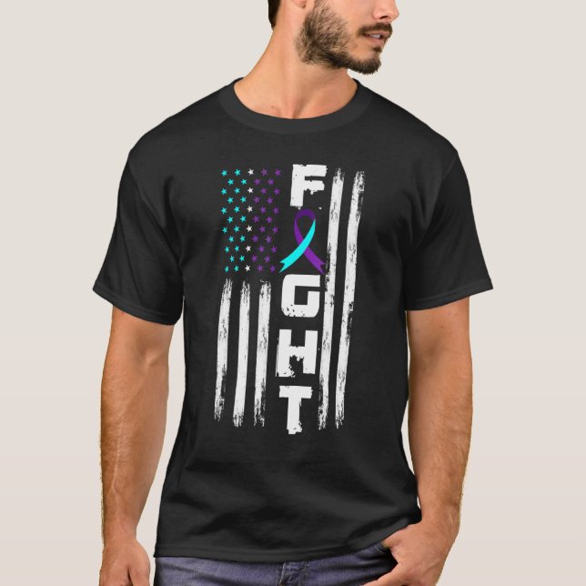 Patriotic American US Flag Suicide Prevention Awar T-Shirt (Front)