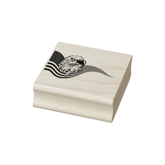 Patriotic American USA Flag Bald eagle art Rubber Stamp (Stamp)
