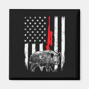 Patriotic American Usa Flag - Boar Hunting Wild Ho Magnet