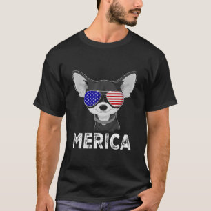 Patriotic American USA Flag Funny Merica Chihuahua T-Shirt