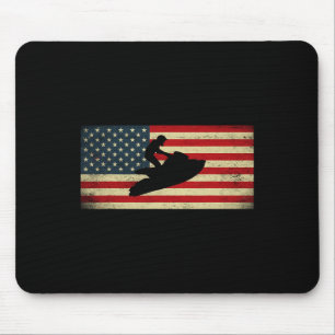 Patriotic American Usa Flag Jet Skiing Jet Ski Lov Mouse Pad