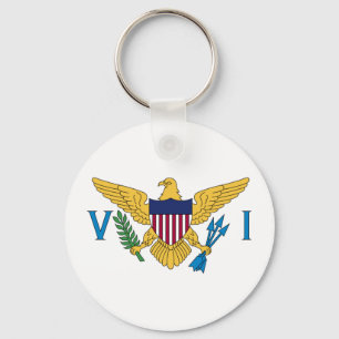 Patriotic American Virgin Islands Flag Key Ring