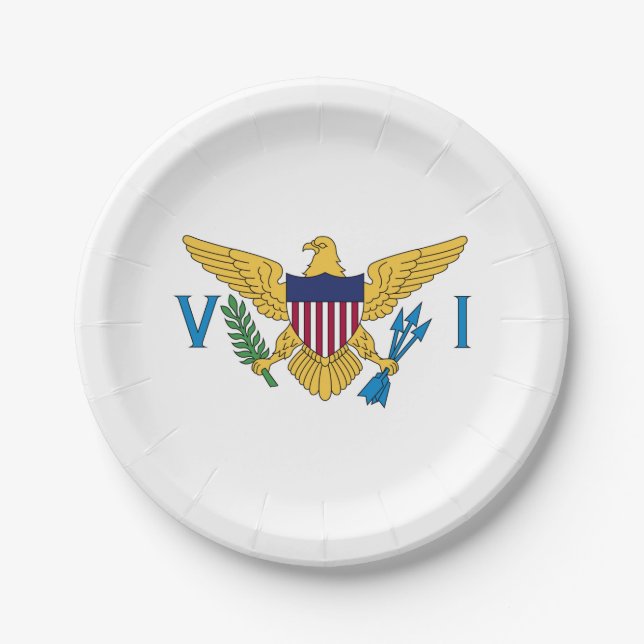 Patriotic American Virgin Islands Flag Paper Plate (Front)