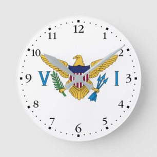 Patriotic American Virgin Islands Flag Round Clock