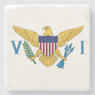 Patriotic American Virgin Islands Flag Stone Coaster