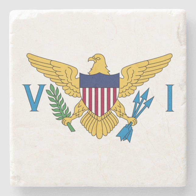 Patriotic American Virgin Islands Flag Stone Coaster (Front)
