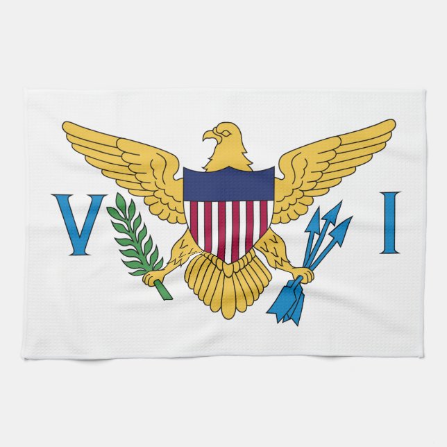 Patriotic American Virgin Islands Flag Tea Towel (Horizontal)