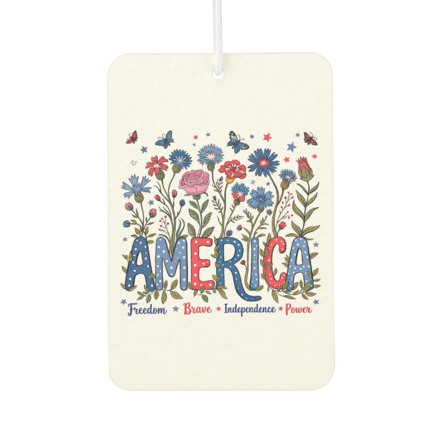 Patriotic American Wildflowers Fourth of July USA Car Air Freshener (Front)