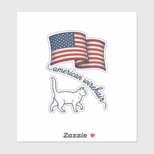 Patriotic American Wirehair Cat Vintage Design_1