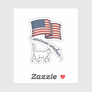 Patriotic American Wirehair Cat Vintage Design_1