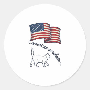 Patriotic American Wirehair Cat Vintage Design_1 Classic Round Sticker