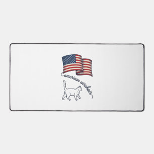 Patriotic American Wirehair Cat Vintage Design_1 Desk Mat