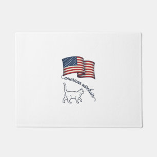 Patriotic American Wirehair Cat Vintage Design_1 Doormat