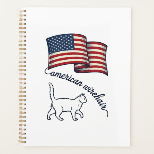 Patriotic American Wirehair Cat Vintage Design_1 Planner