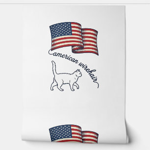 Patriotic American Wirehair Cat Vintage Design_1 Wallpaper