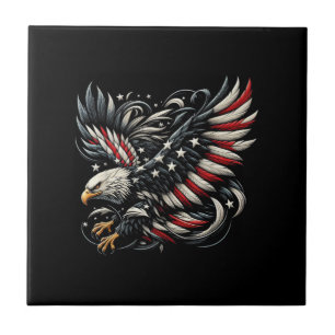 Patriotic American With Eagle And USA Flag Ceramic Tile