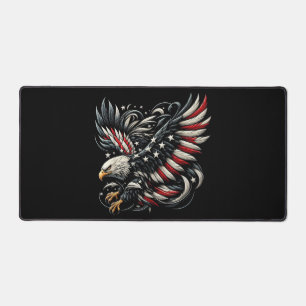Patriotic American With Eagle And USA Flag Desk Mat
