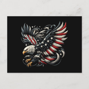 Patriotic American With Eagle And USA Flag Holiday Postcard