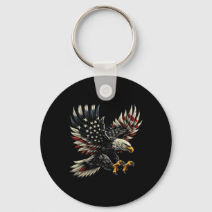 Patriotic American With Eagle And Usa Flag  Key Ring