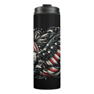 Patriotic American With Eagle And USA Flag Thermal Tumbler