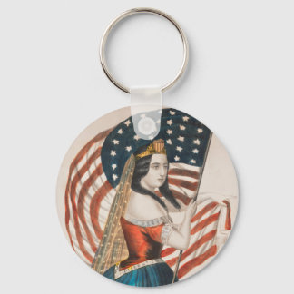 Patriotic American Woman | American Flag | 250 USA Key Ring