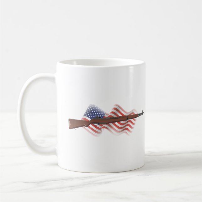 Patriotic American WW2 Rifle M1 Garand Coffee Mug (Left)