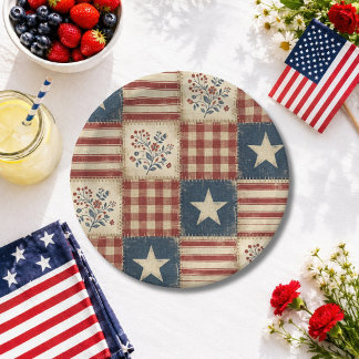 Patriotic Americana 4th of July Memorial Day Paper Plate