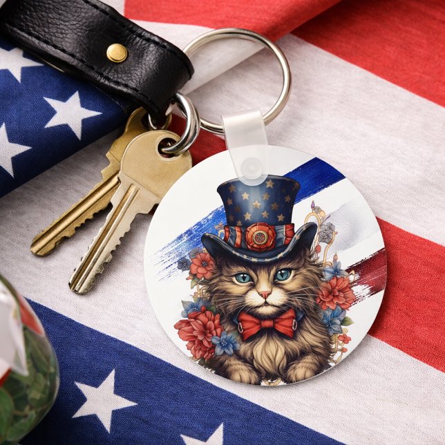 Patriotic Americana Cat Key Ring (Creator Uploaded)