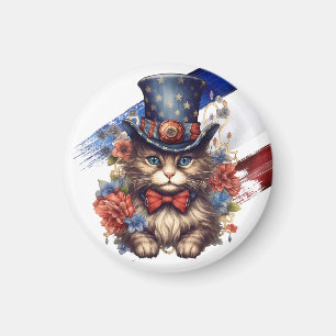 Patriotic Americana Cat Magnet
