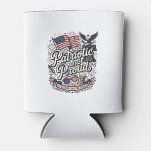 Patriotic and Proud Vintage Fourth of July Can Cooler