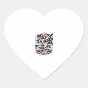Patriotic and Proud Vintage Fourth of July Heart Sticker