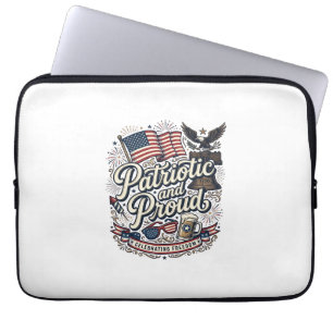 Patriotic and Proud Vintage Fourth of July Laptop Sleeve