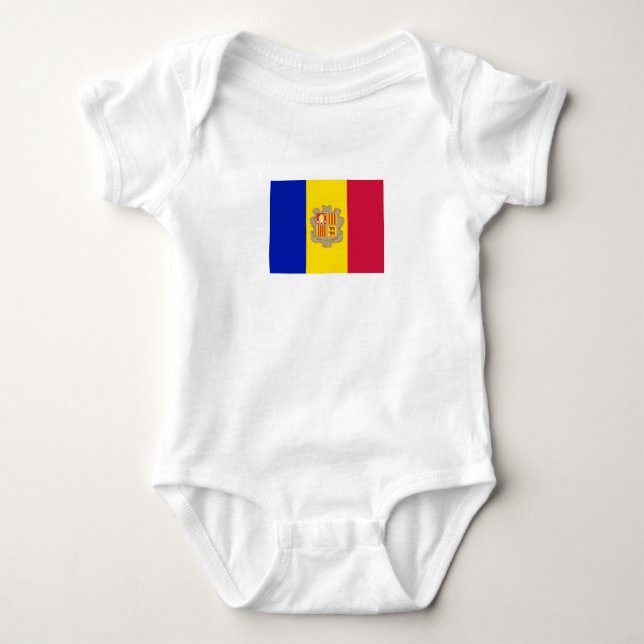 Patriotic Andorra Flag Baby Bodysuit (Front)