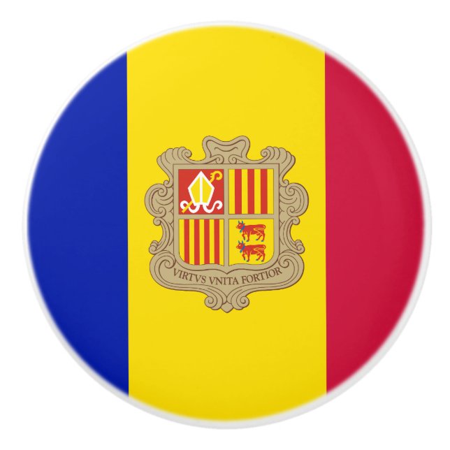 Patriotic Andorra Flag Ceramic Knob (Front)