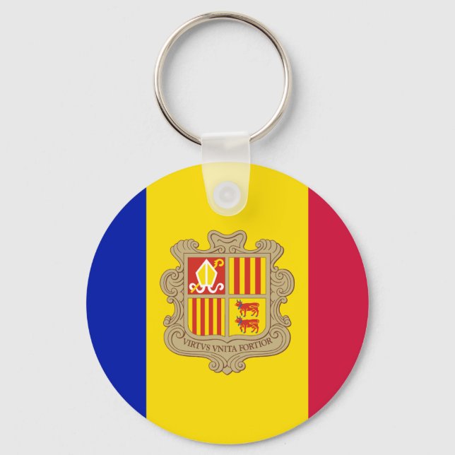 Patriotic Andorra Flag Key Ring (Front)