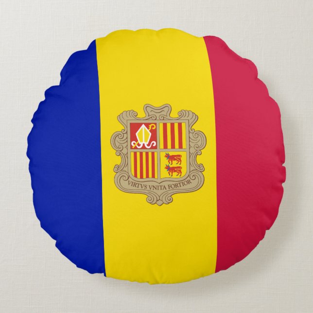 Patriotic Andorra Flag Round Cushion (Front)