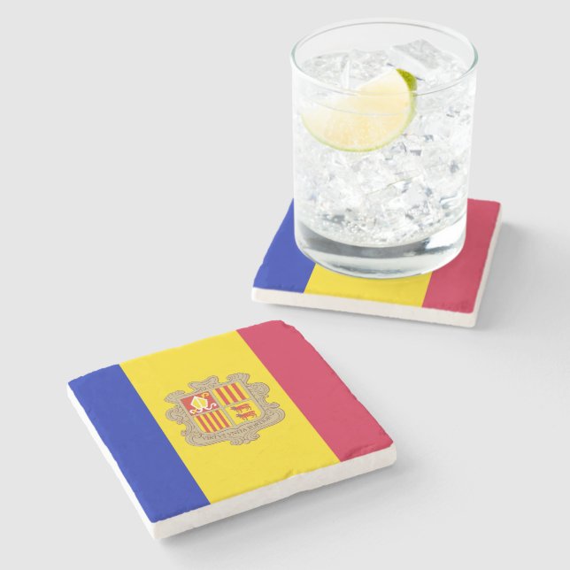 Patriotic Andorra Flag Stone Coaster (Side)