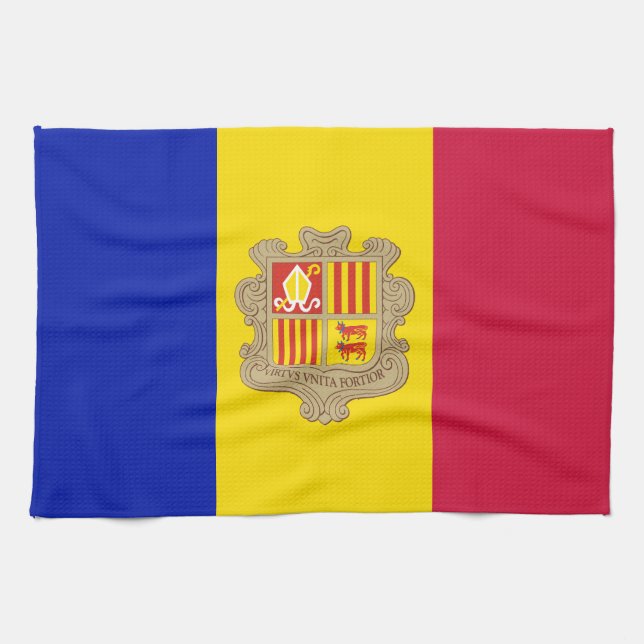 Patriotic Andorra Flag Tea Towel (Horizontal)