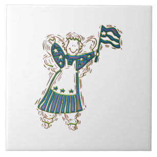 Patriotic Angel Ceramic Tile