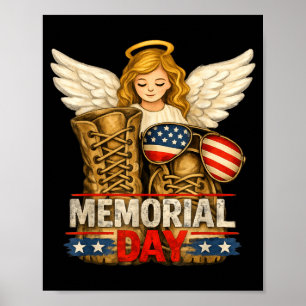 Patriotic Angel Wings Military Boots Memorial Day Poster