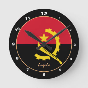 Patriotic Angolan Flag, Angola trendy Home /design Round Clock