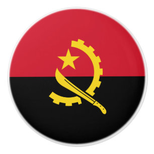 Patriotic Angolan Flag Ceramic Knob