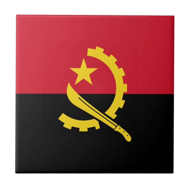Patriotic Angolan Flag Ceramic Tile (Front)