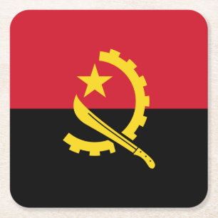 Patriotic Angolan Flag Square Paper Coaster