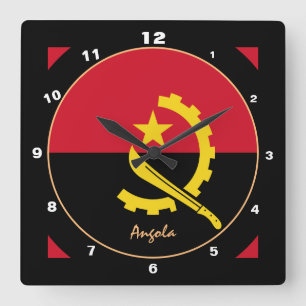 Patriotic Angolan Flag, trendy Angola Home /design Square Wall Clock