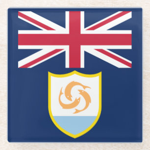 Patriotic Anguilla Flag Glass Coaster