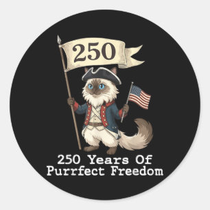 Patriotic Anniversary Ragdoll Cat 250 Yrs Freedom Classic Round Sticker