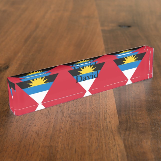 Patriotic Antigua and Barbuda Flag Desk Name Plate (Side)
