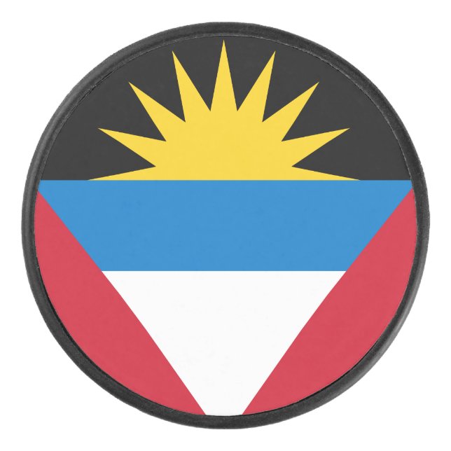 Patriotic Antigua and Barbuda Flag Hockey Puck (Front)